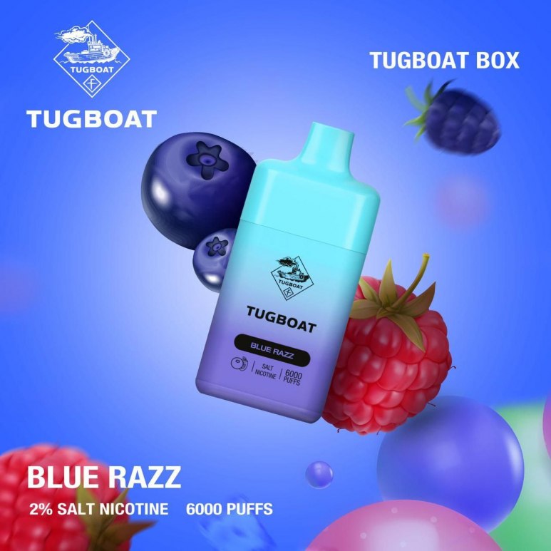 Tugboat Box Vape - Blue Razz - 50mg/ml 6000 Puffs