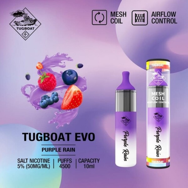 Tugboat EVO Vape - Purple Rain - 50mg/ml 4500 Puffs