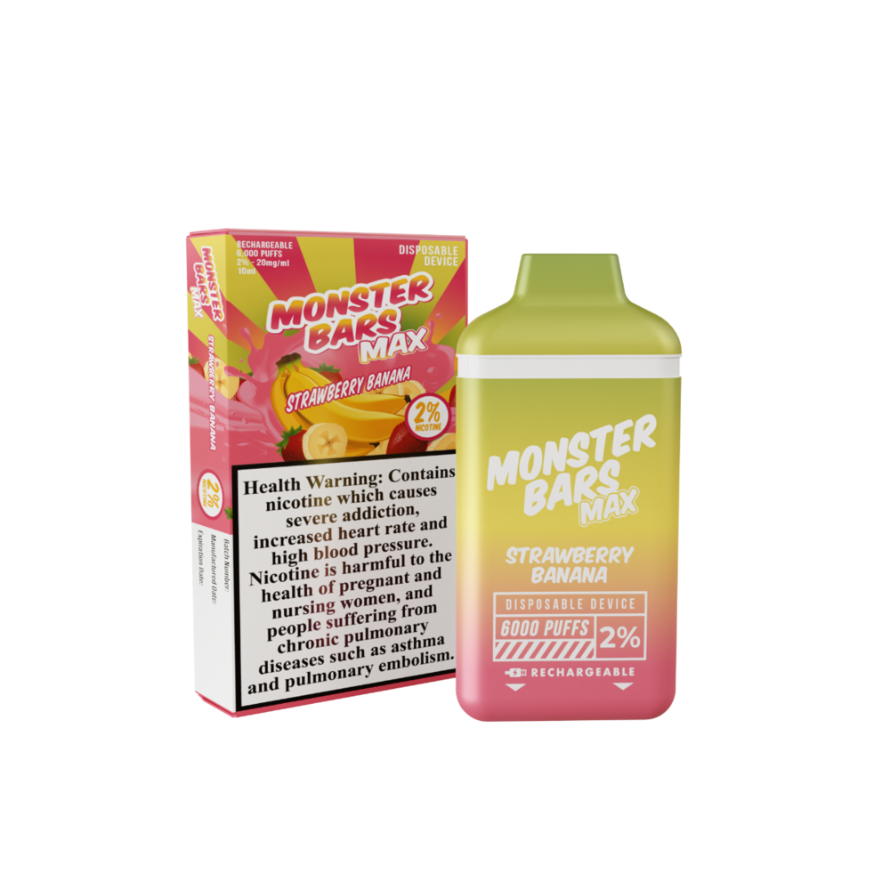 Monster Vape Labs - Monster Bars Max Strawberry Banana - 20mg/ml 6000 Puffs