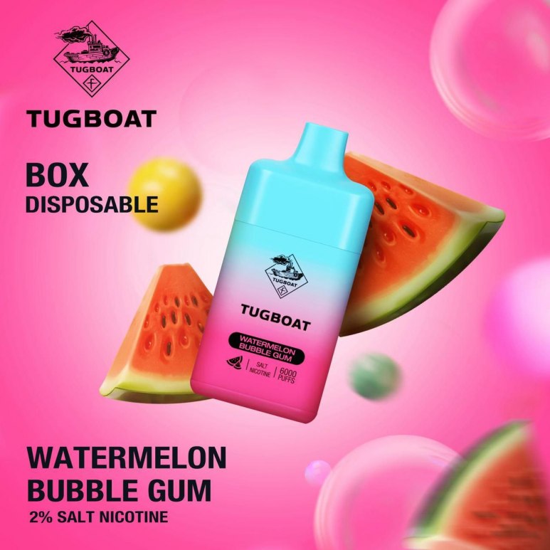 Tugboat Box Vape - Watermelon Bubble Gum - 50mg/ml 6000 Puffs