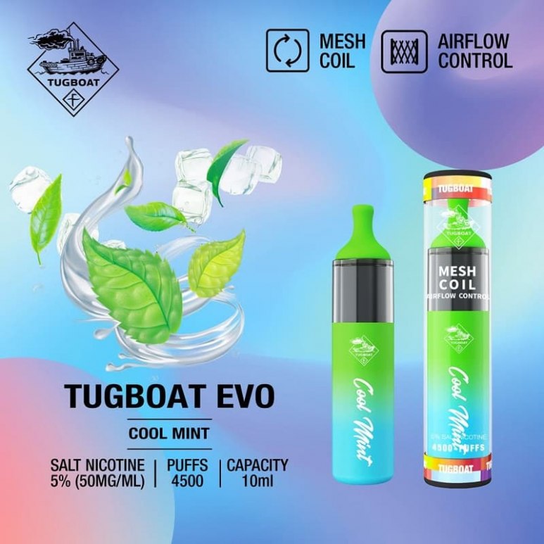 Tugboat EVO Vape - Cool Mint - 50mg/ml 4500 Puffs