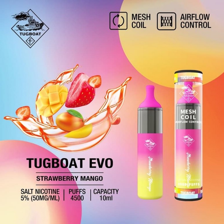 Tugboat EVO Vape - Strawberry Mango - 50mg/ml 4500 Puffs