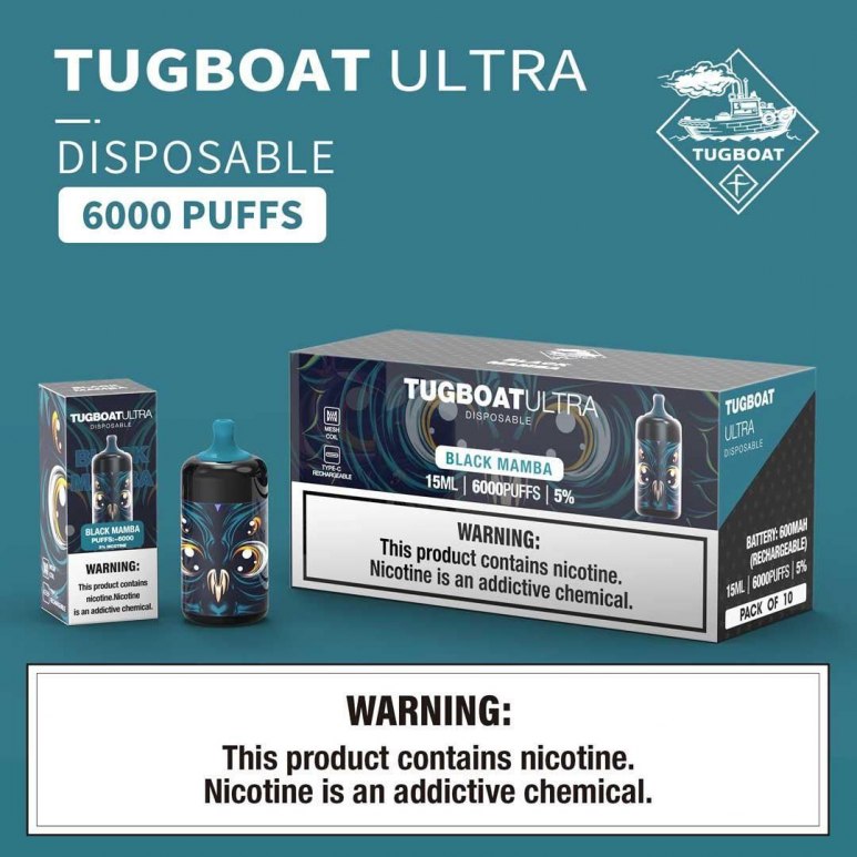 Tugboat Ultra - Black Mamba - 50mg/ml 6000 Puffs