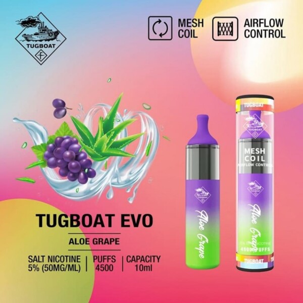 Tugboat EVO Vape - Aloe Grape - 50mg/ml 4500 Puffs