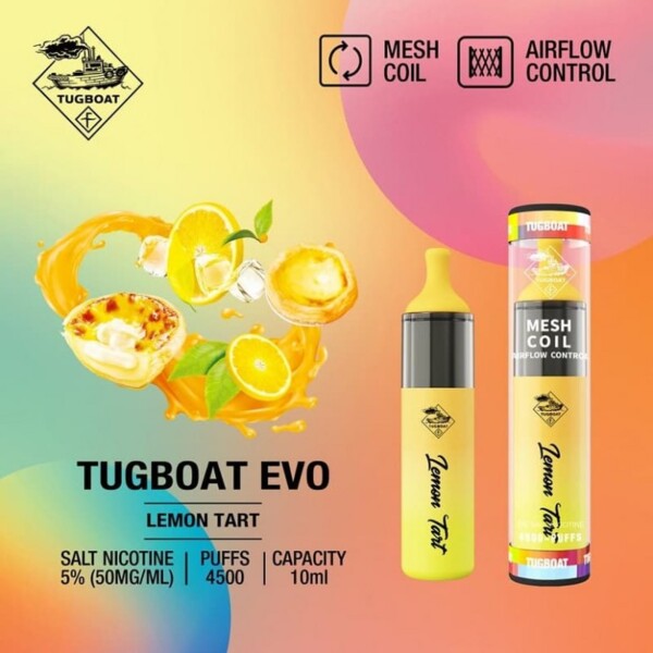 Tugboat EVO Vape - Lemon Tart - 50mg/ml 4500 Puffs